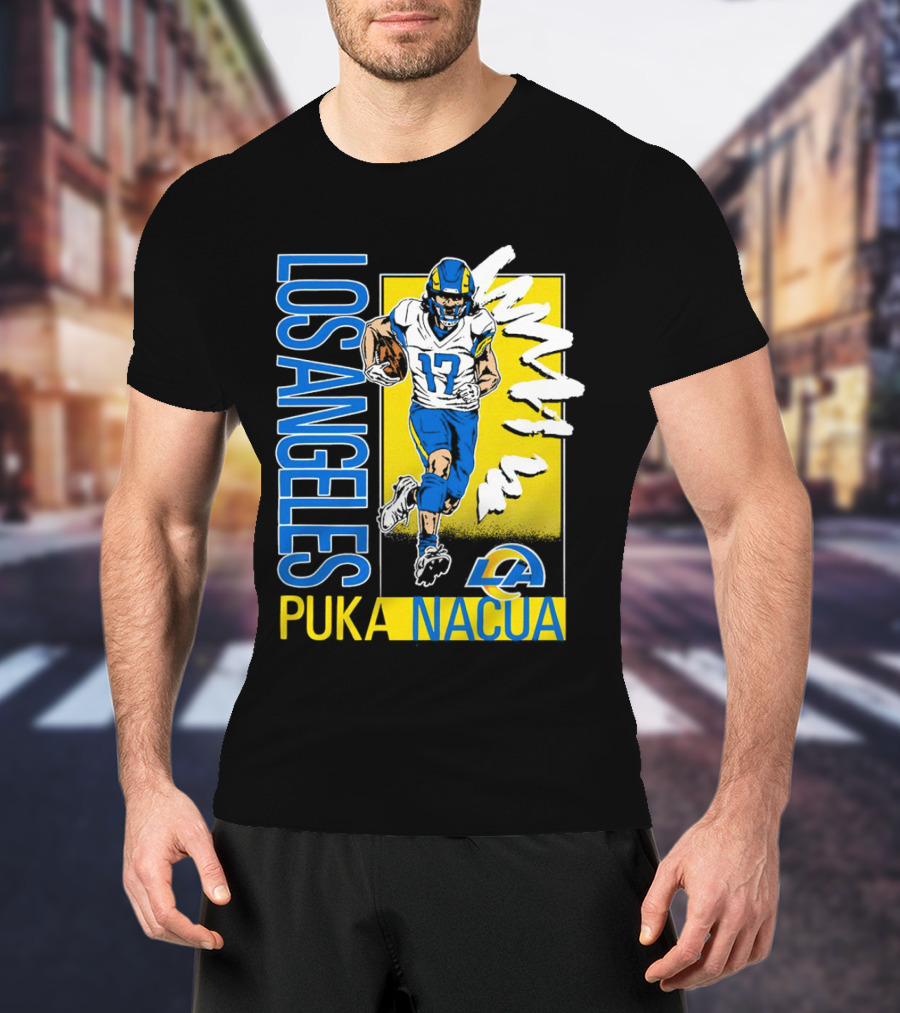 Los Angeles Puka Nacua Rams 17 Player Caricature T-Shirt
