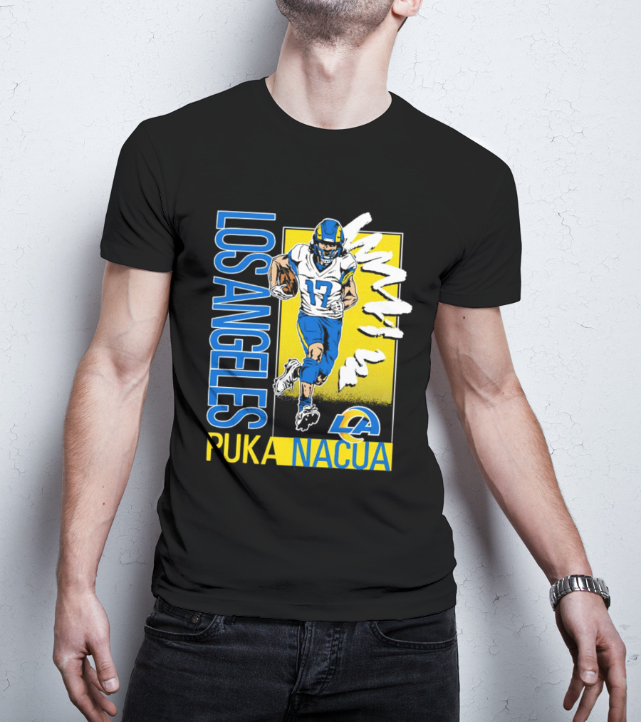 Los Angeles Puka Nacua Rams 17 Player Caricature T-Shirt