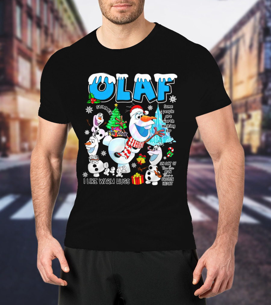 OLAF Summer I'm Olaf I Like Warm Hugs Christmas Santa Hat Some People Are Worth Melting For T-Shirt