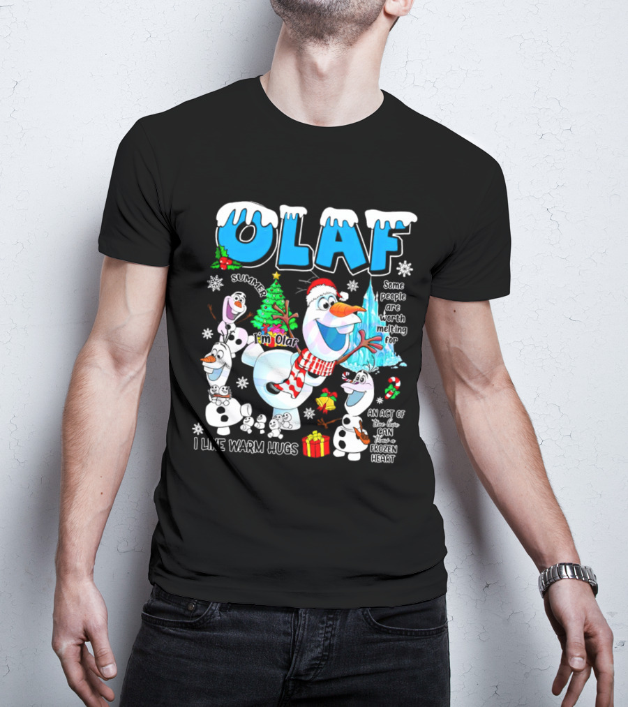 OLAF Summer I'm Olaf I Like Warm Hugs Christmas Santa Hat Some People Are Worth Melting For T-Shirt