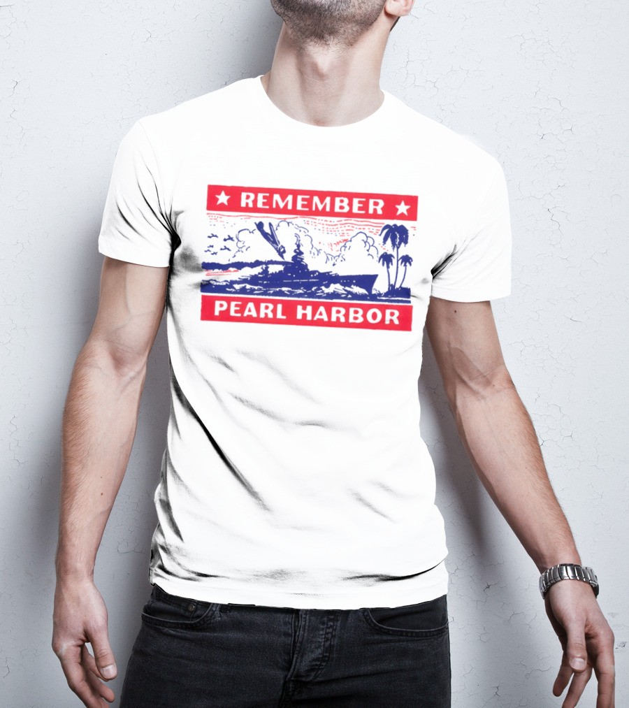 Remember Pearl Harbor 1941 Navy Ship And Palm Trees T-Shirt