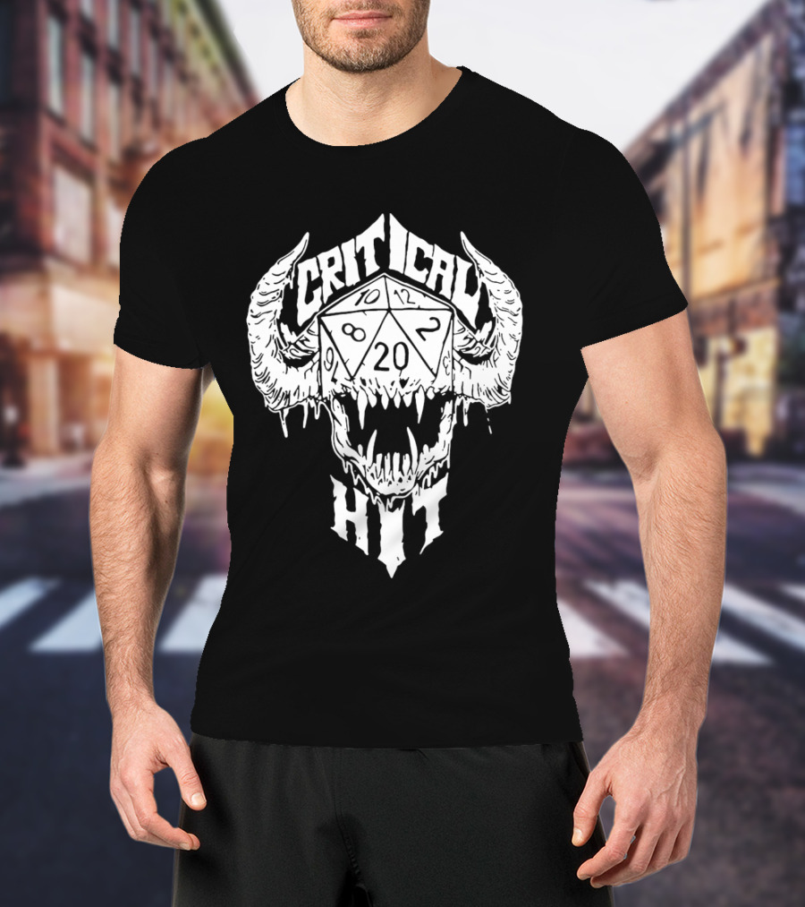 Critical Hit Dice Skull D20 Gaming T-Shirt