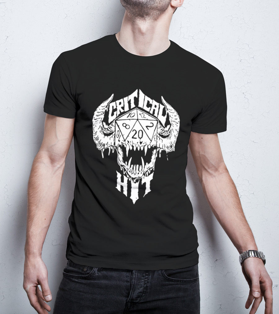 Critical Hit Dice Skull D20 Gaming T-Shirt
