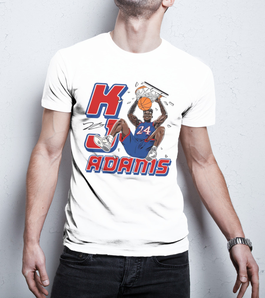 KJ Adams Kansas Jayhawks Dunking Basketball Player 24 Signature T-Shirt