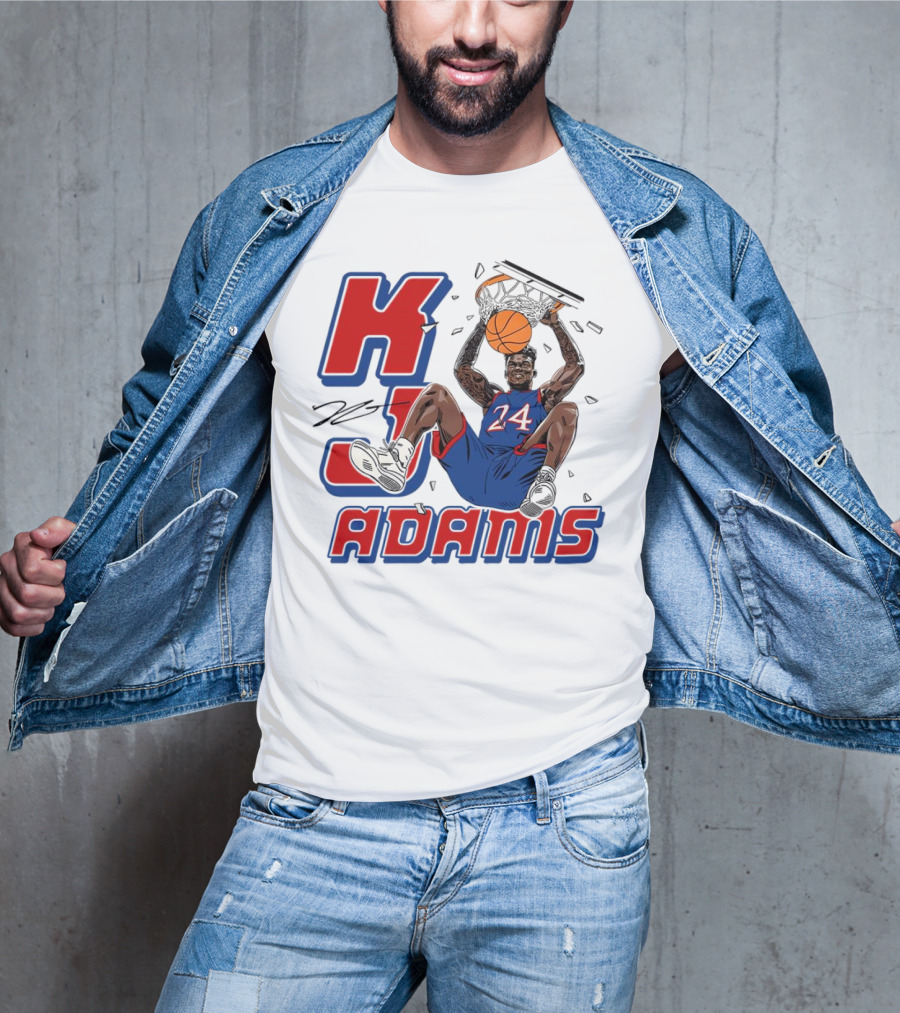 KJ Adams Kansas Jayhawks Dunking Basketball Player 24 Signature T-Shirt