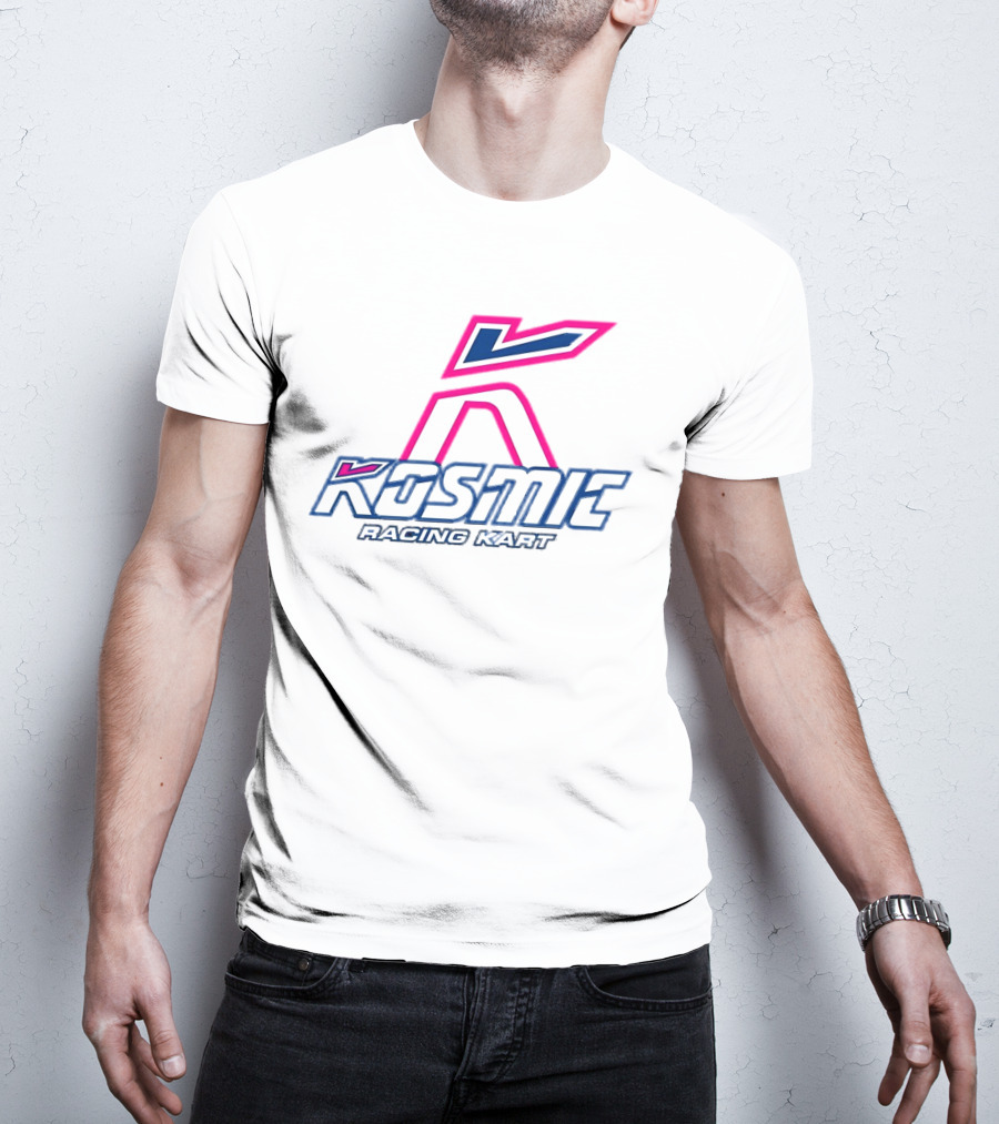 Kosmic Racing Kart K Logo Blue And Pink T-Shirt