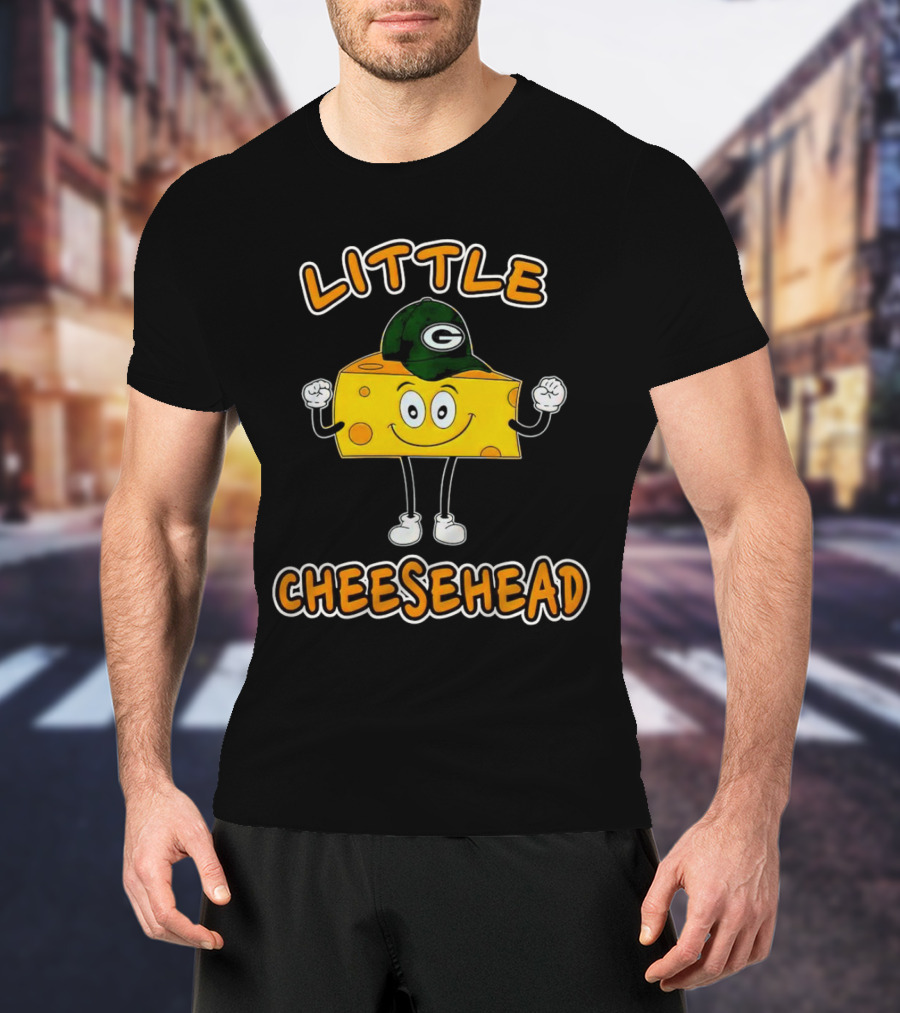 Green Bay Packers Little Cheesehead Illustration With Football Helmet T-Shirt