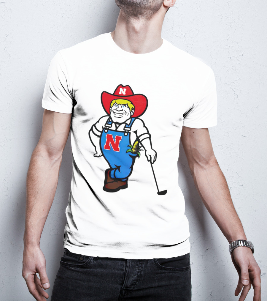 Nebraska Huskers Herbie Husker Iconic Corn Golf Character T-Shirt