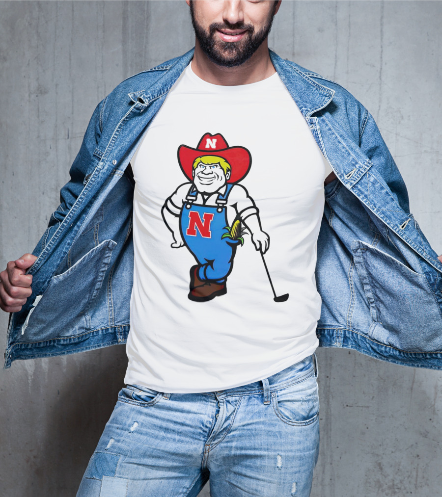 Nebraska Huskers Herbie Husker Iconic Corn Golf Character T-Shirt