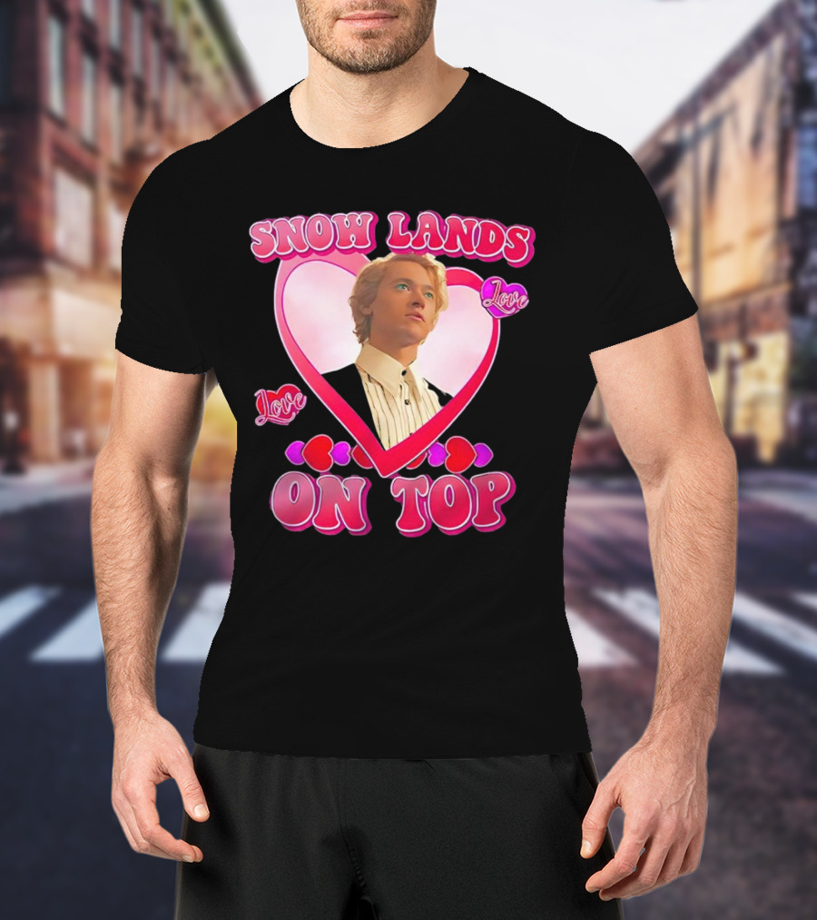 Snow Lands Love On Top Heart Framed Portrait Romance T-Shirt