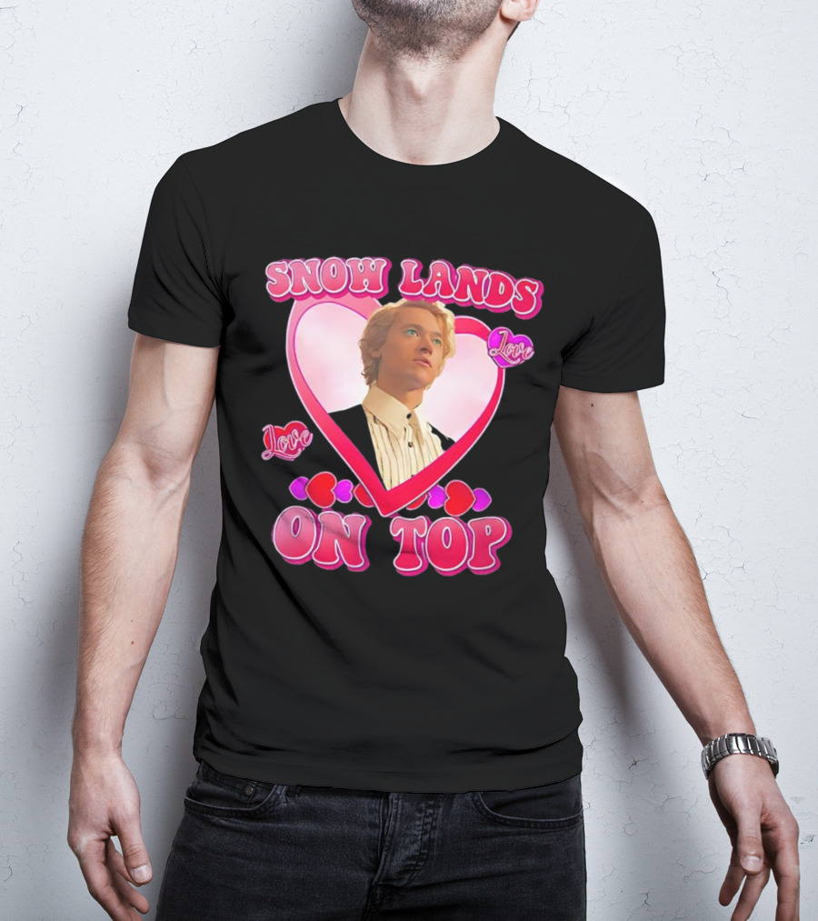 Snow Lands Love On Top Heart Framed Portrait Romance T-Shirt