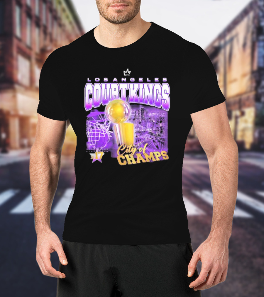 Los Angeles Court Kings City Of Champs 17 Golden Trophy T-Shirt