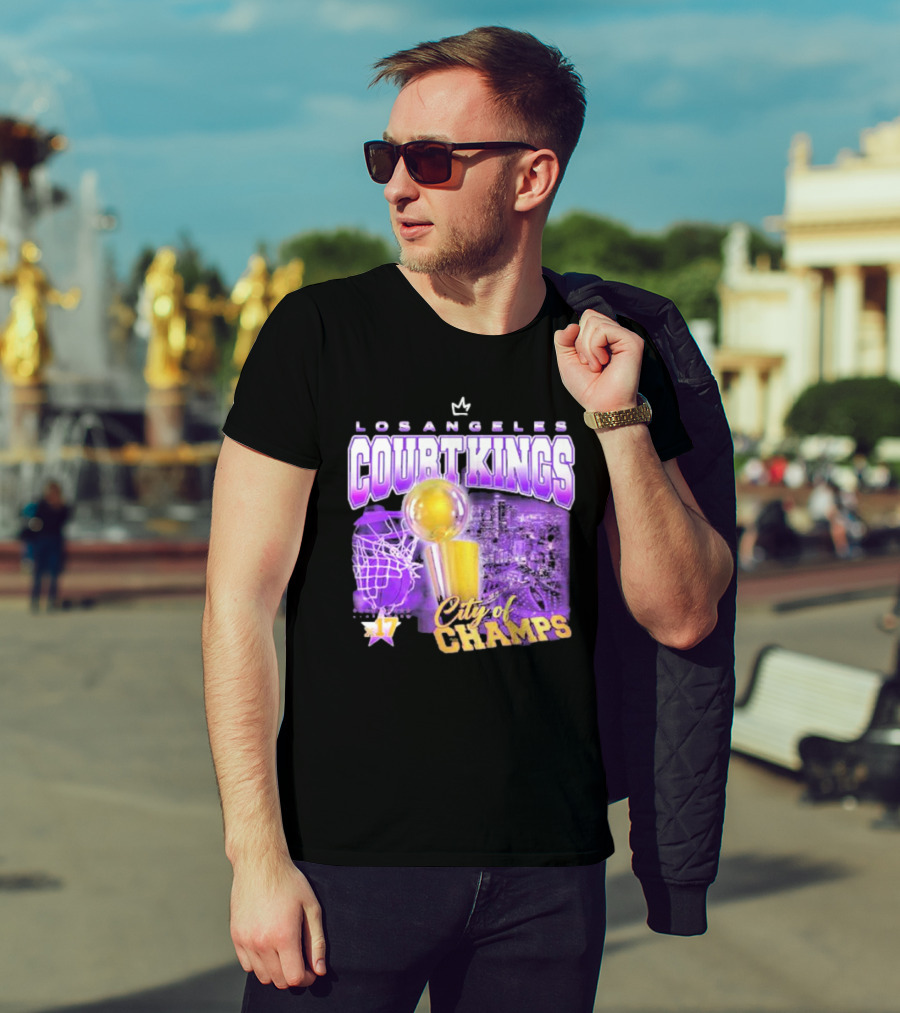 Los Angeles Court Kings City Of Champs 17 Golden Trophy T-Shirt