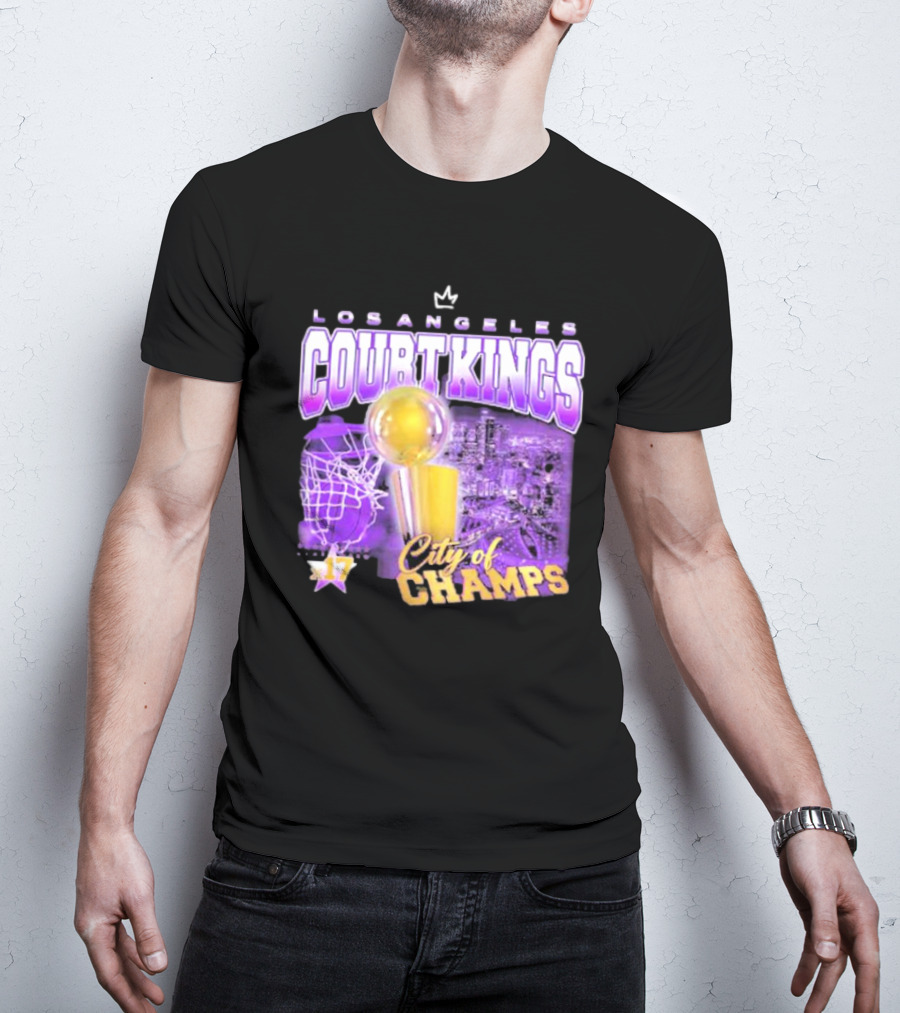 Los Angeles Court Kings City Of Champs 17 Golden Trophy T-Shirt