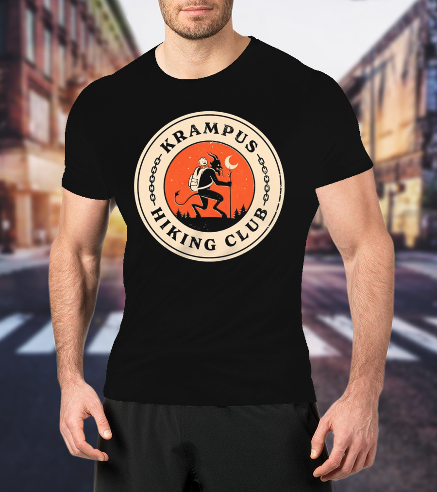 Krampus Hiking Club Moonlit Forest Adventure T-Shirt