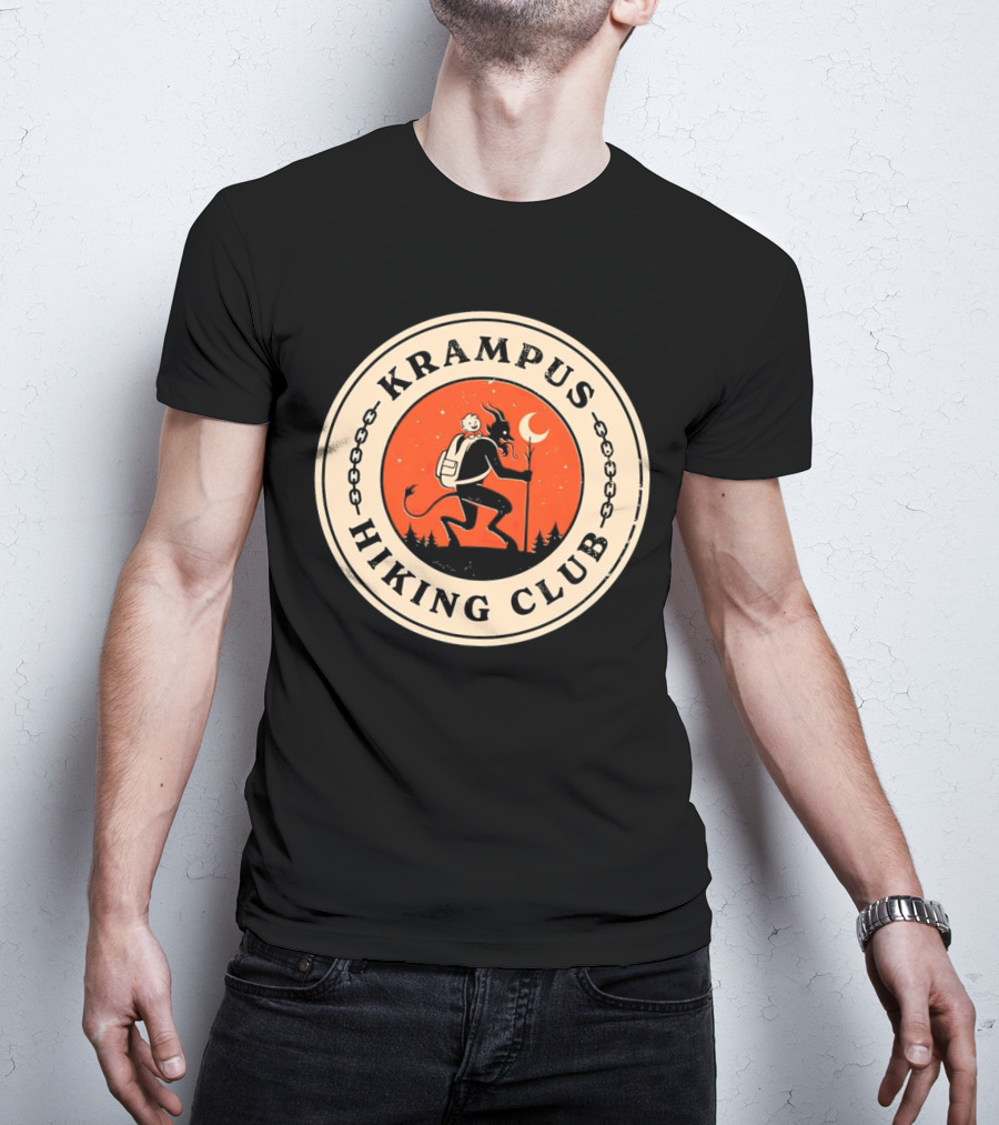 Krampus Hiking Club Moonlit Forest Adventure T-Shirt