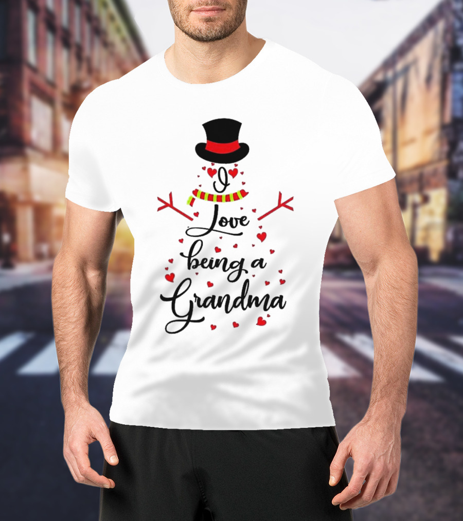 I Love Being A Grandma Snowman Hearts T-Shirt