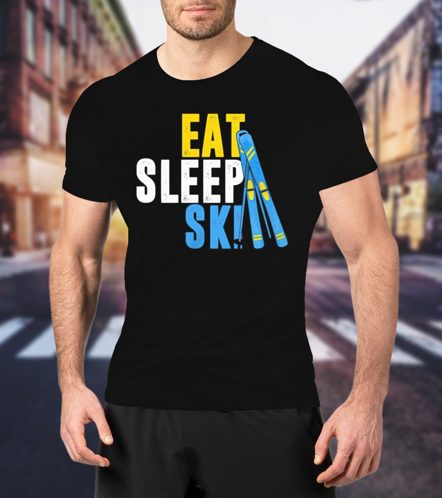 Eat Sleep Ski Skiing Ski Poles T-Shirt