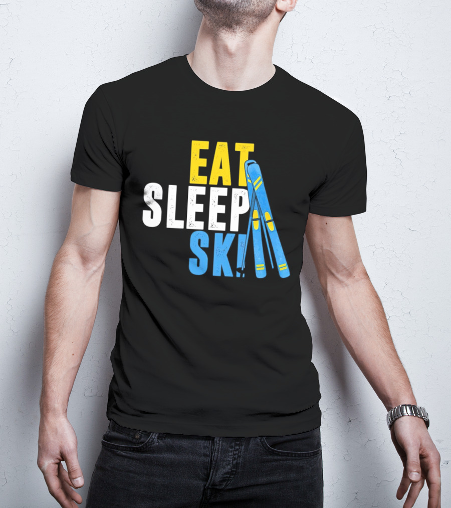 Eat Sleep Ski Skiing Ski Poles T-Shirt