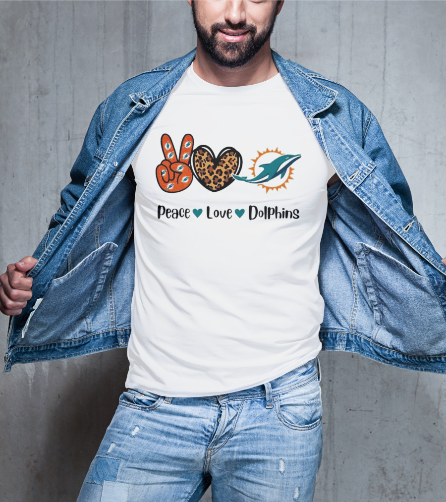 Peace Love Dolphins Miami Dolphins Football T-Shirt