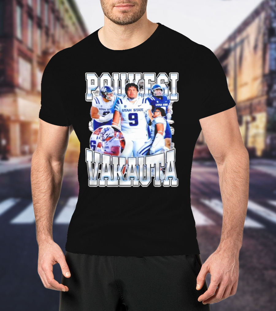 Poukesi Vakauta Utah State Aggies Football Player Number 9 T-Shirt