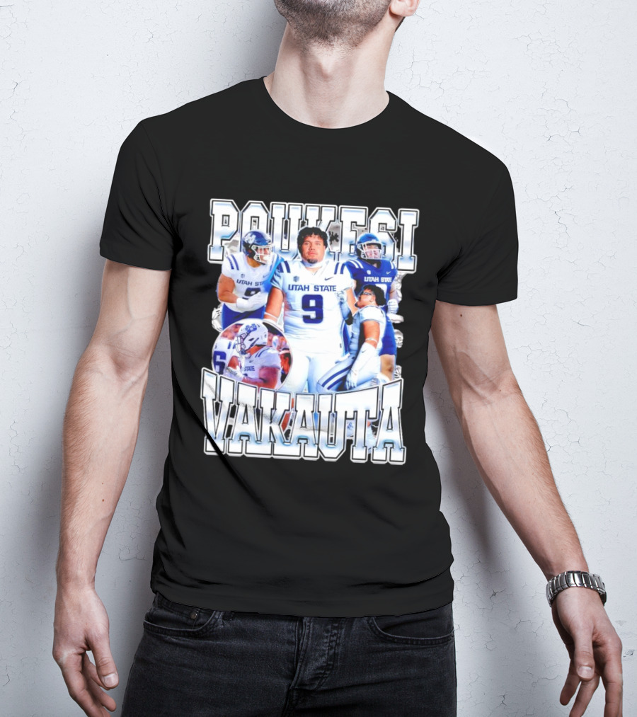 Poukesi Vakauta Utah State Aggies Football Player Number 9 T-Shirt