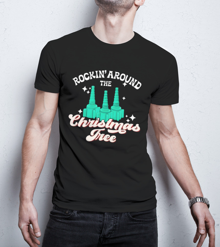 Rockin’ Around The Christmas Tree With Stylized Turquoise Towers T-Shirt
