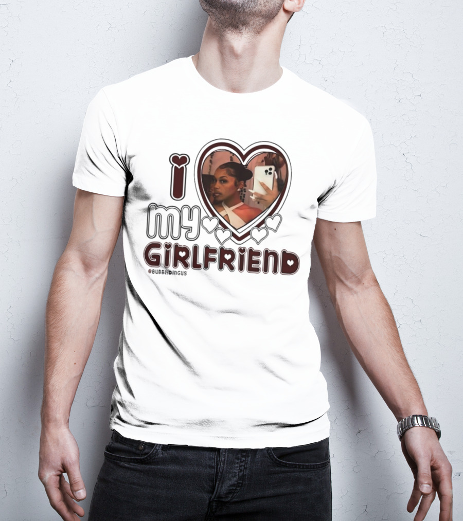 I Love My Girlfriend Heart Photo Bubblydingus T-Shirt