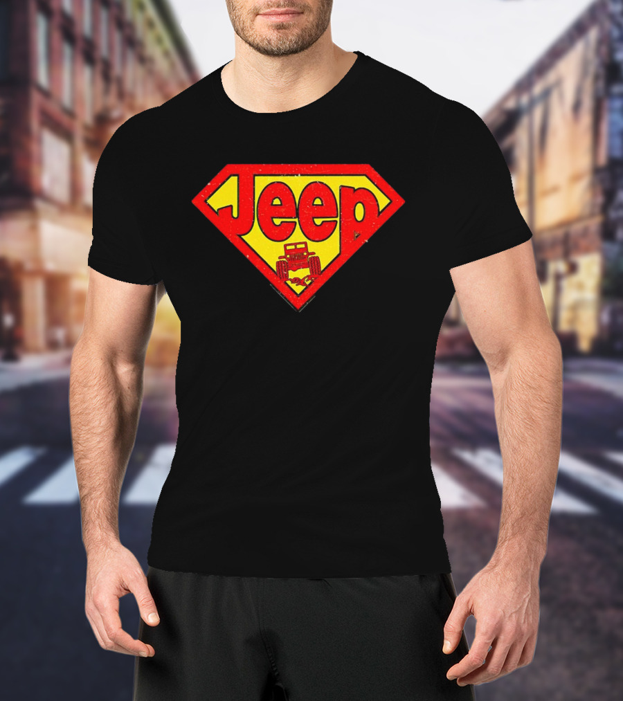 Jeep Super Red Yellow Emblem Superman Style 4x4 Off-Road T-Shirt