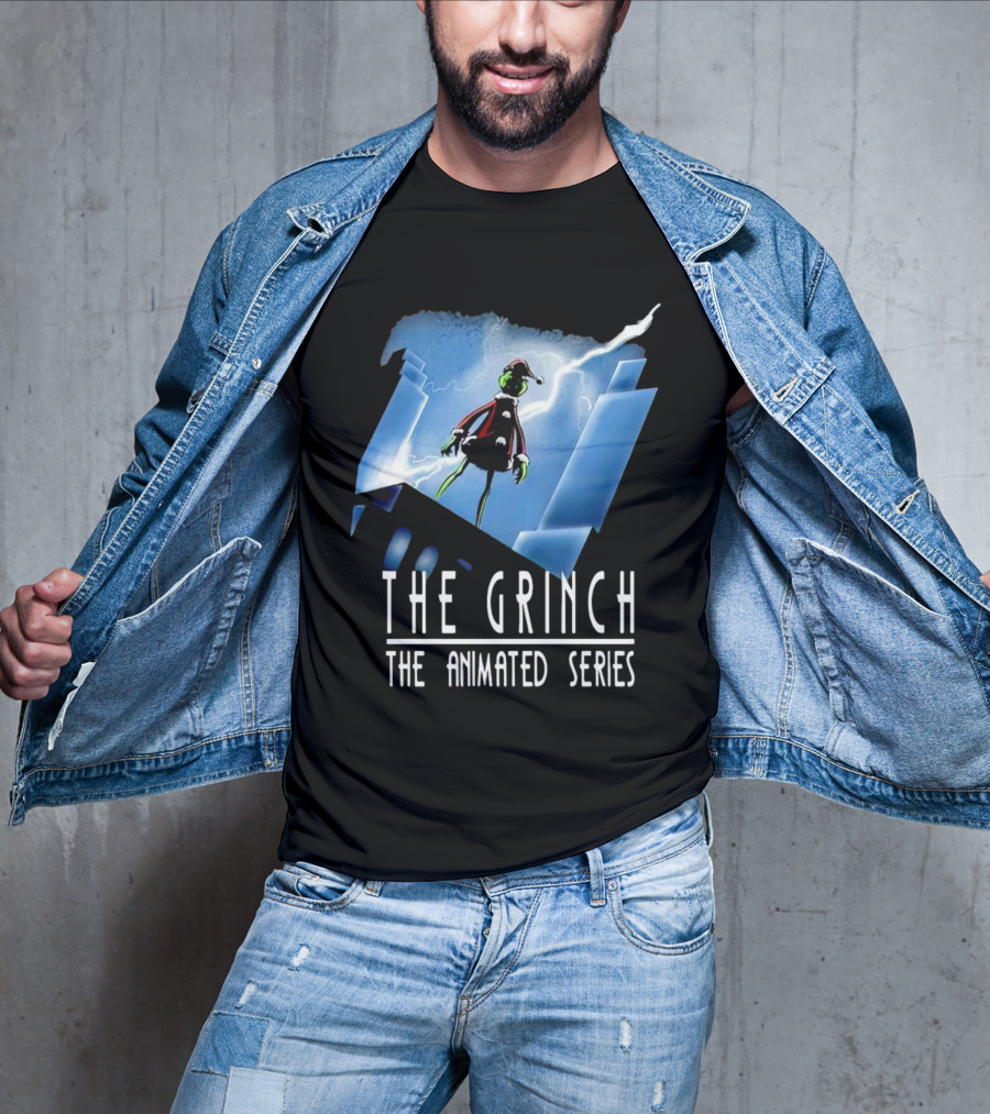 The Grinch Striking Pose Under Lightning In The Animated Series T-Shirt