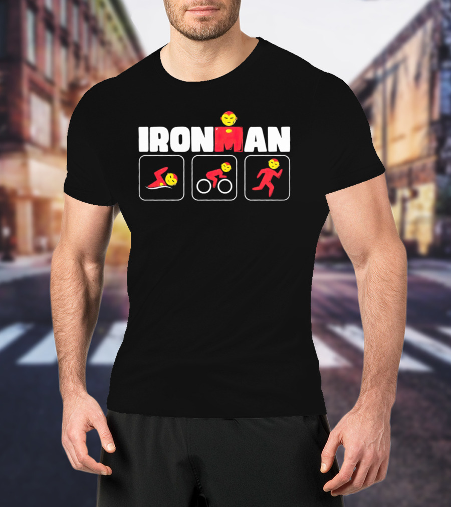 IRON MAN Triathlon Swim Bike Run Emoji Icons T-Shirt