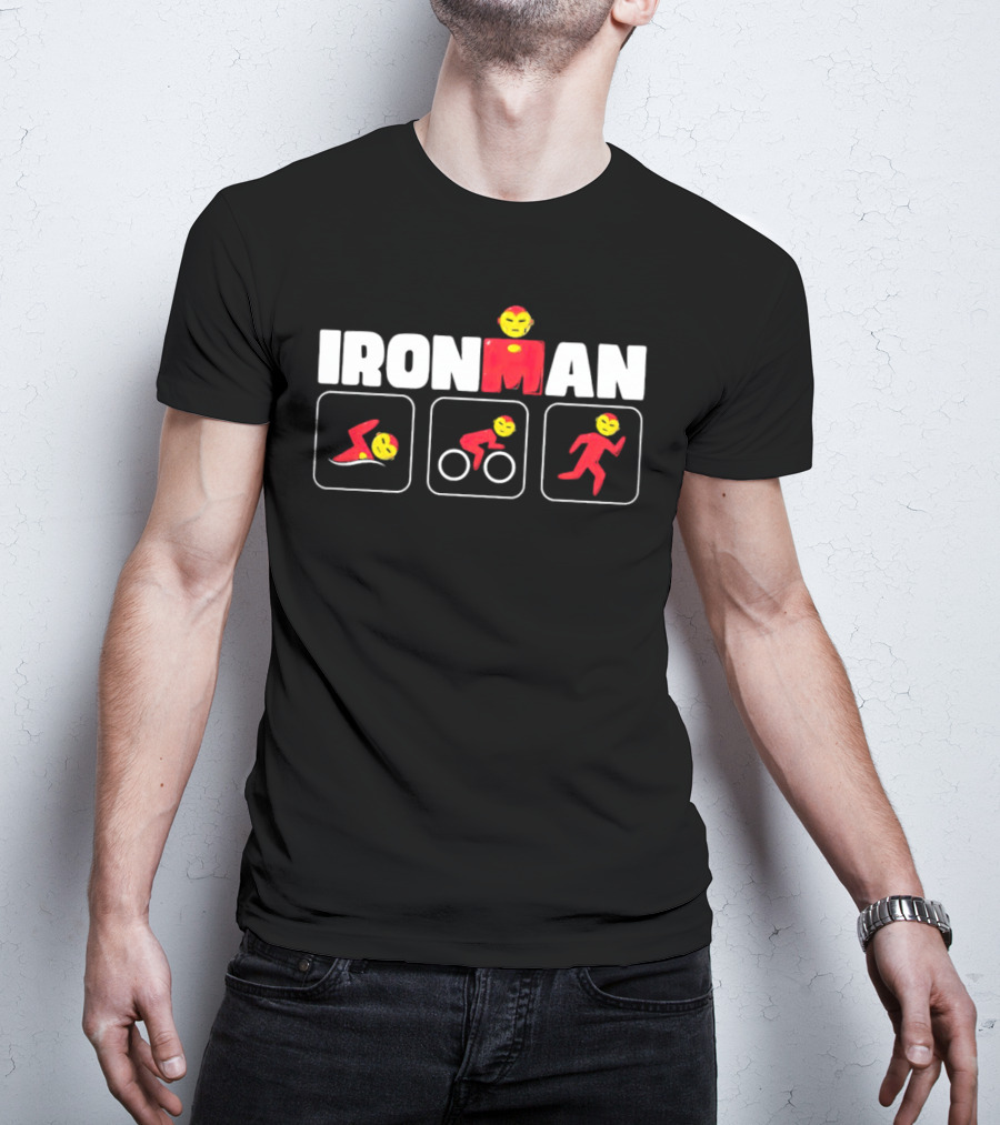 IRON MAN Triathlon Swim Bike Run Emoji Icons T-Shirt