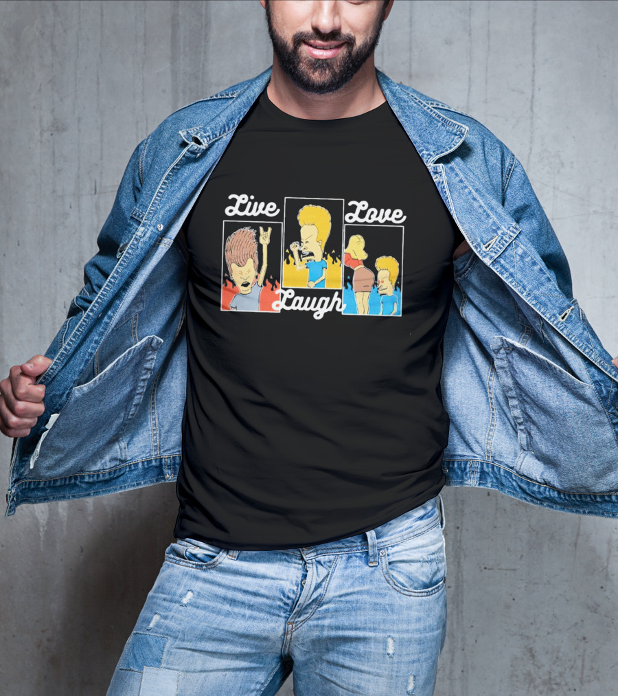 Live Laugh Love Beavis And Butt-Head Rock Band Comedy T-Shirt