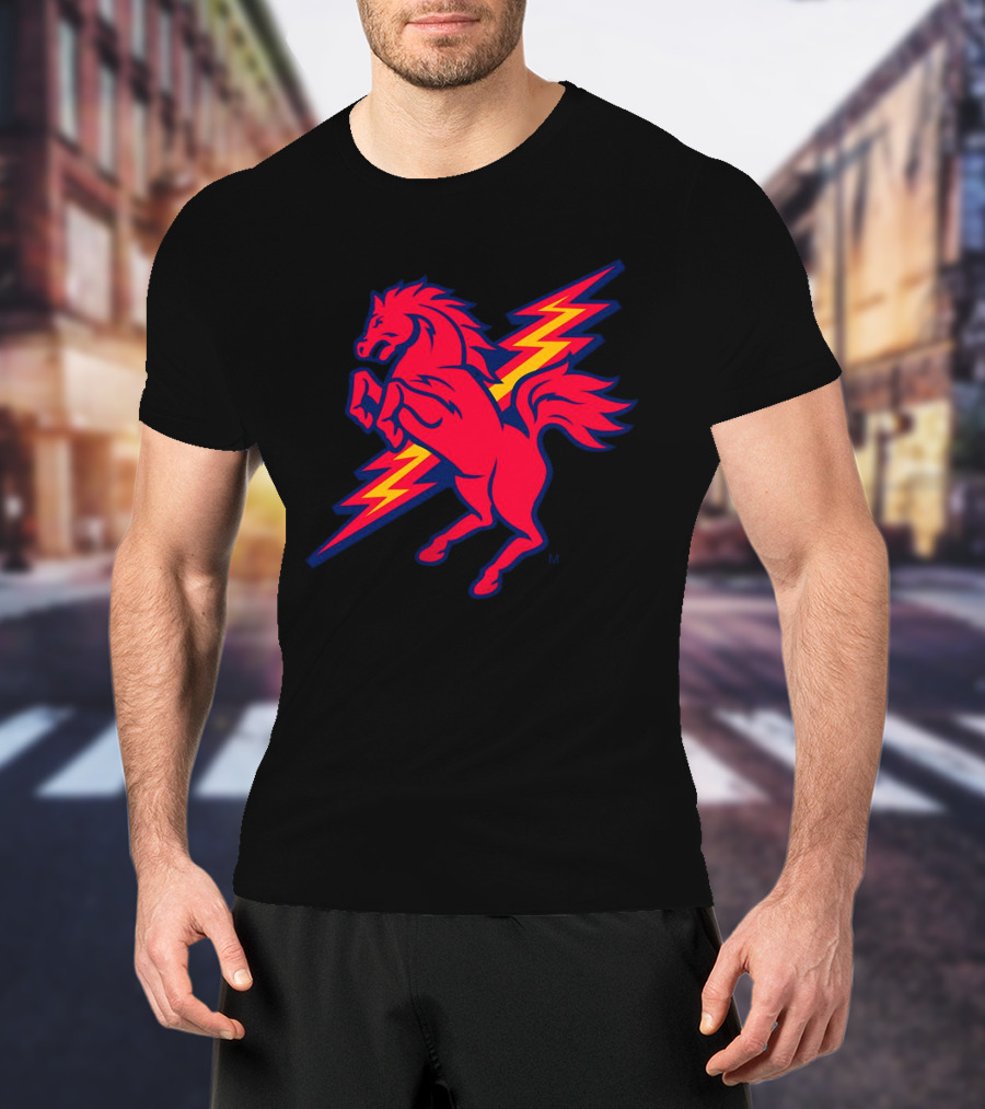 St. John's Red Storm Thunder Horse Lightning Bolt T-Shirt
