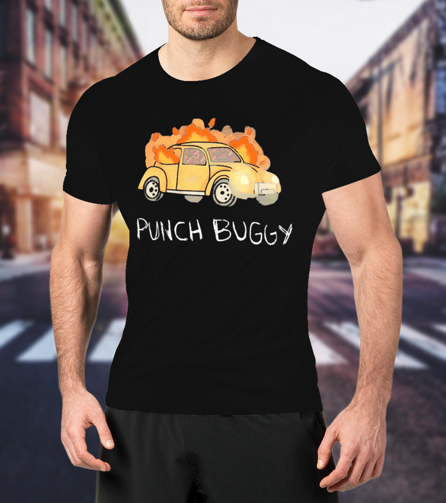 Punch Buggy Car On Fire Iconic Flames Image T-Shirt