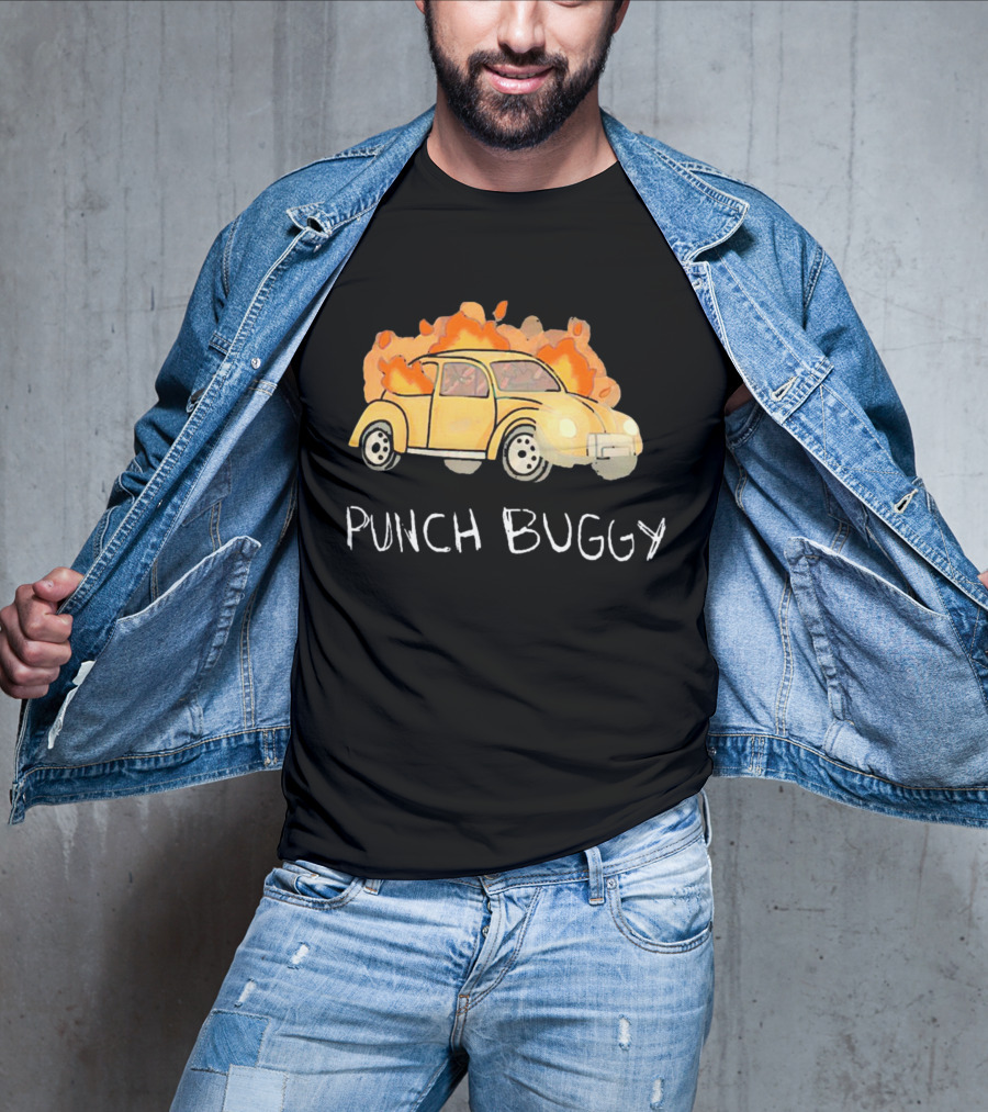 Punch Buggy Car On Fire Iconic Flames Image T-Shirt