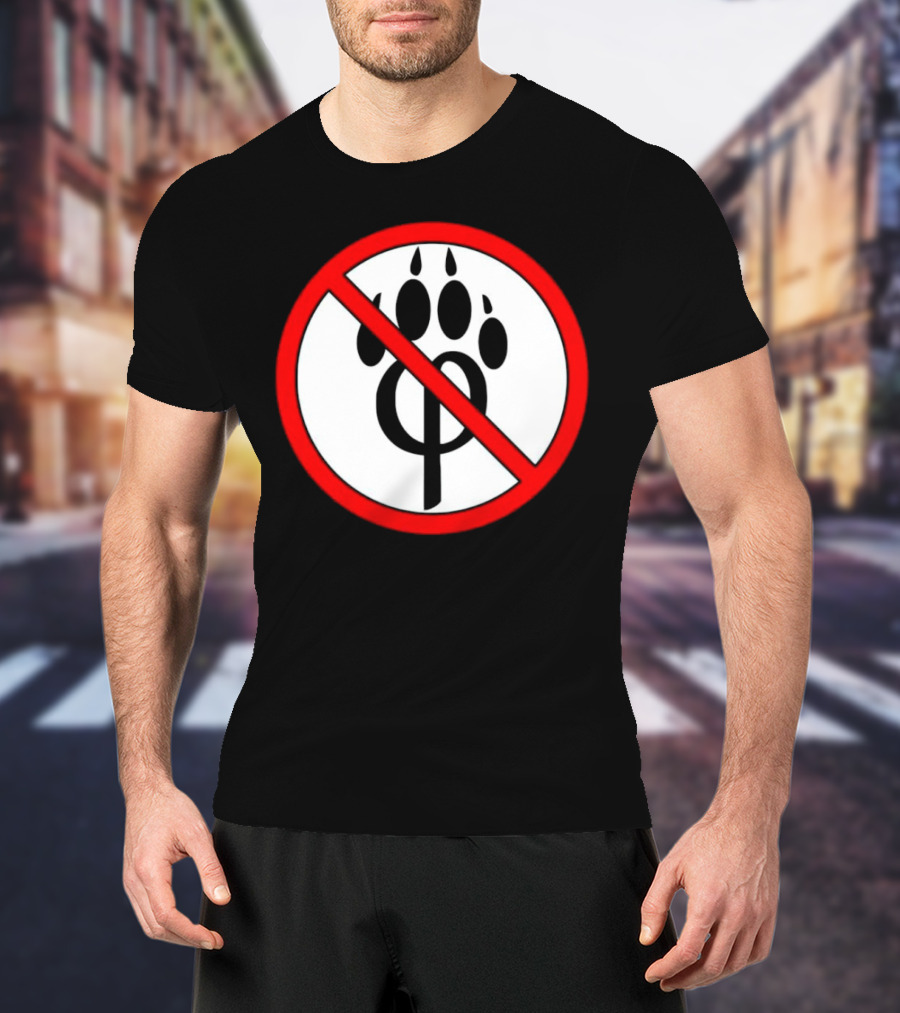 Anti Furry Paw Symbol With Red Prohibition Circle T-Shirt