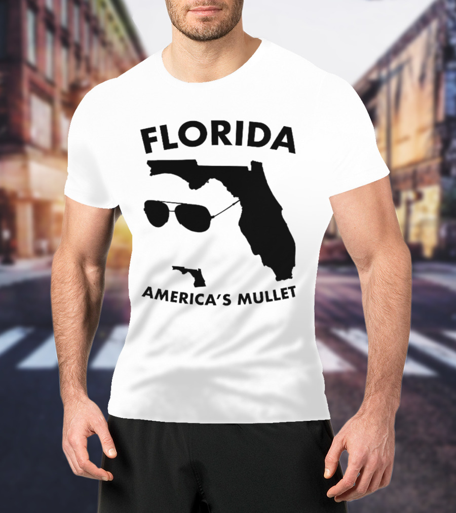 Florida America's Mullet Sunglasses State Outline T-Shirt