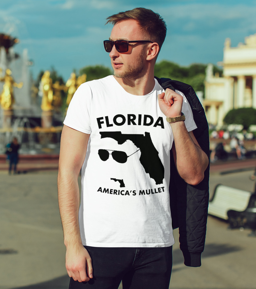 Florida America's Mullet Sunglasses State Outline T-Shirt