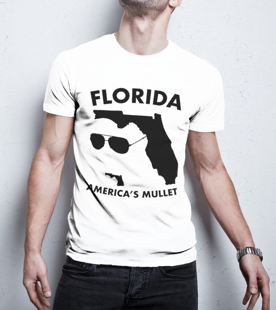 Florida America's Mullet Sunglasses State Outline T-Shirt
