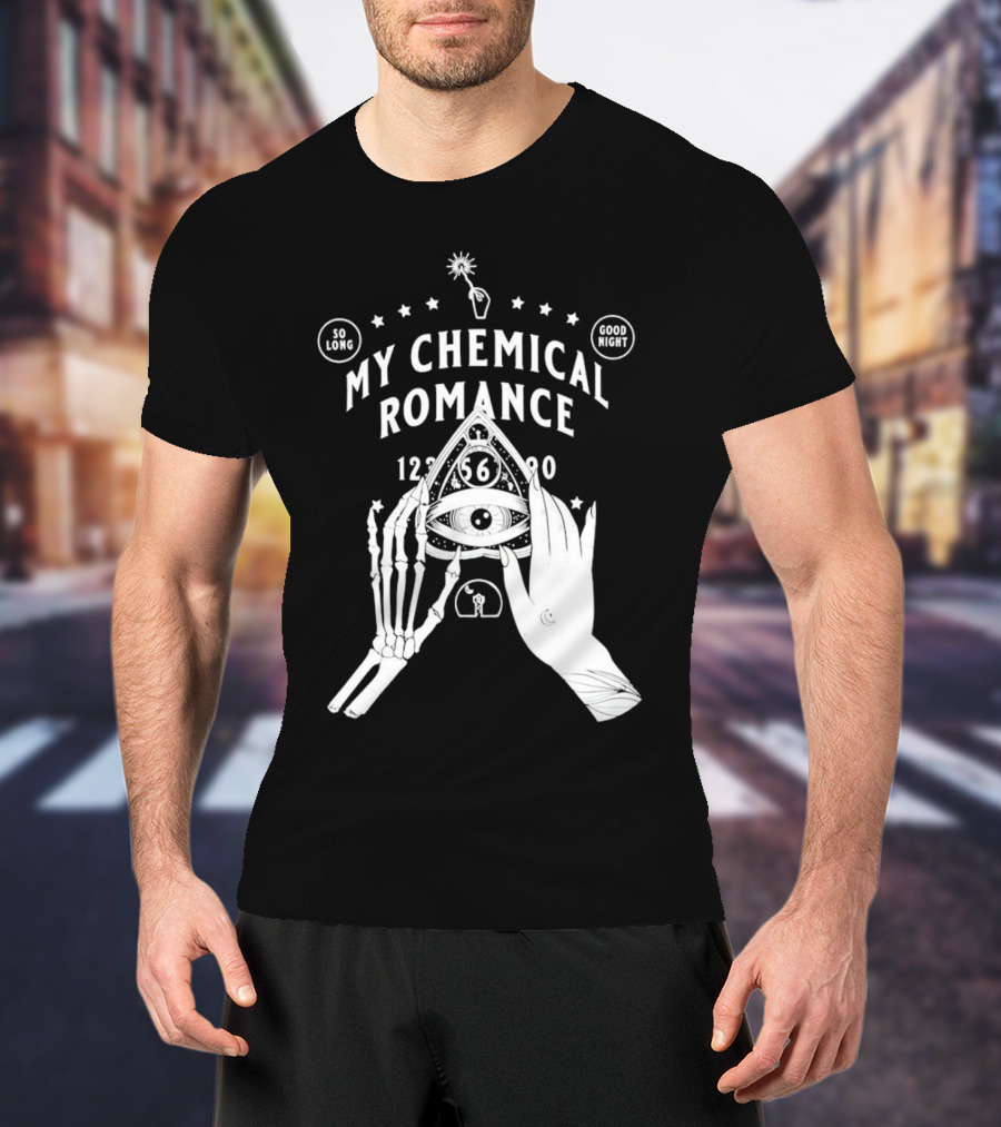 My Chemical Romance Ouija Planchette So Long Good Night Skeleton Hand 1234567890 T-Shirt