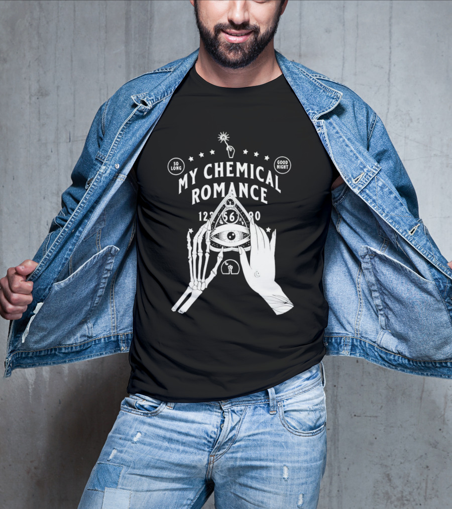My Chemical Romance Ouija Planchette So Long Good Night Skeleton Hand 1234567890 T-Shirt