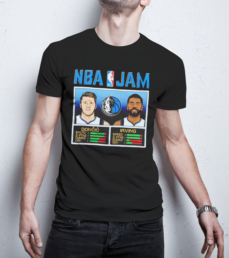 NBA Jam Mavericks Luka Dončić Kyrie Irving Stats T-Shirt