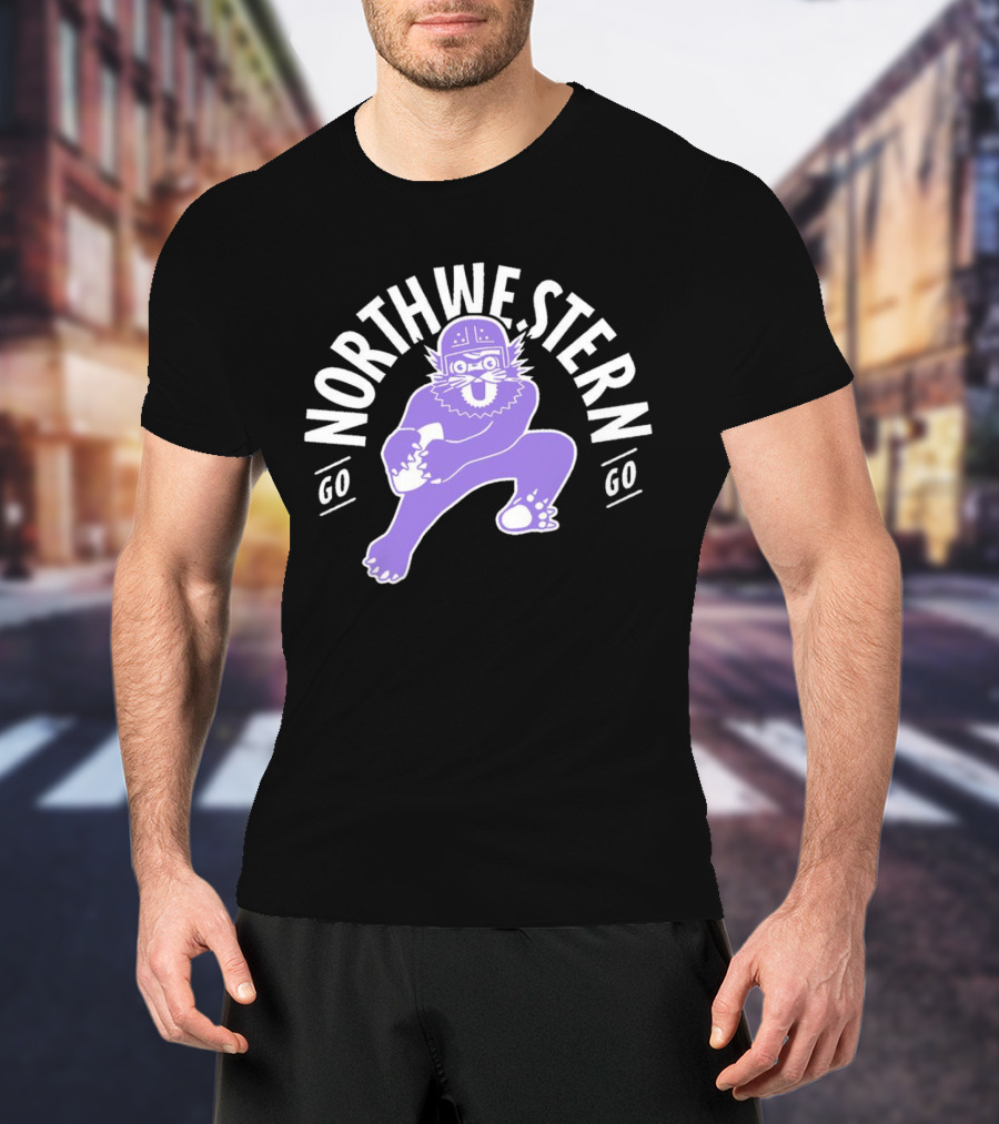Northwestern Wildcats Football Mascot Go Northwestern Go T-Shirt