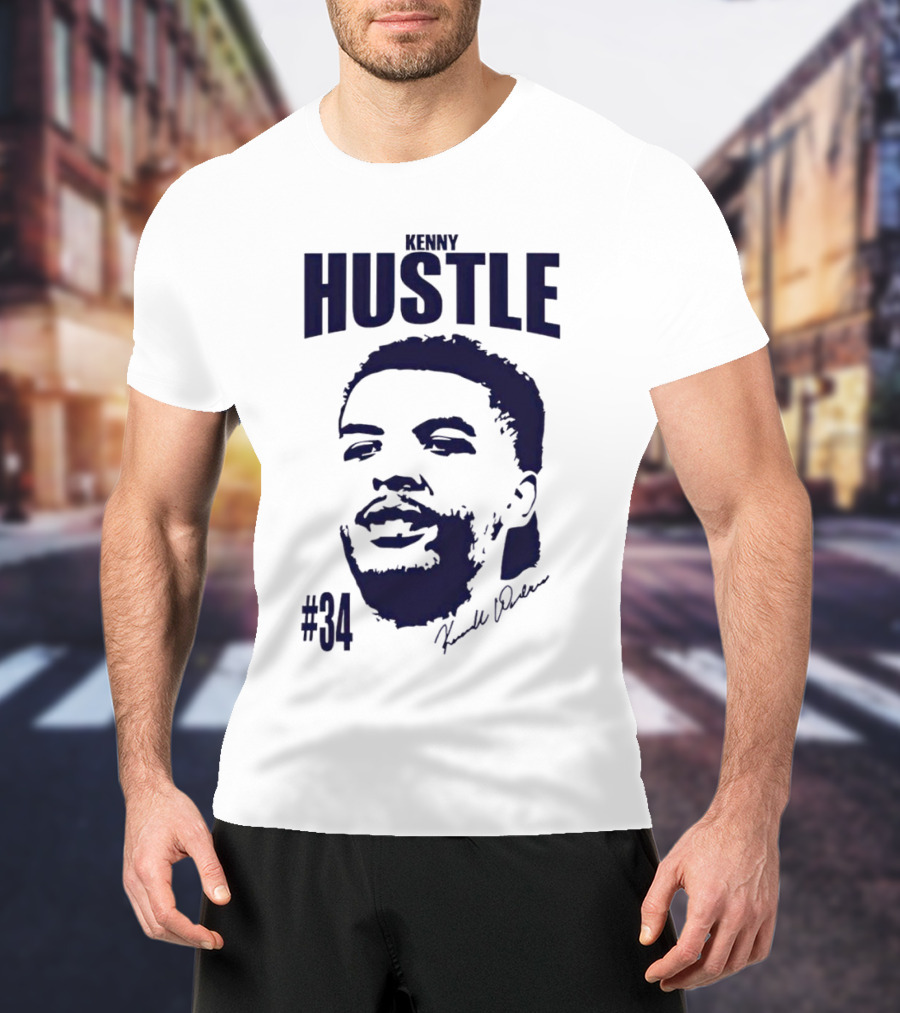 Kenny Hustle Kenrich Williams #34 Signed Face T-Shirt