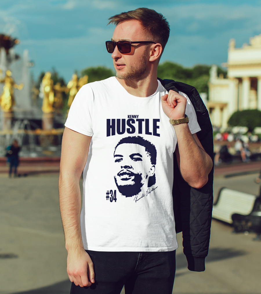Kenny Hustle Kenrich Williams #34 Signed Face T-Shirt