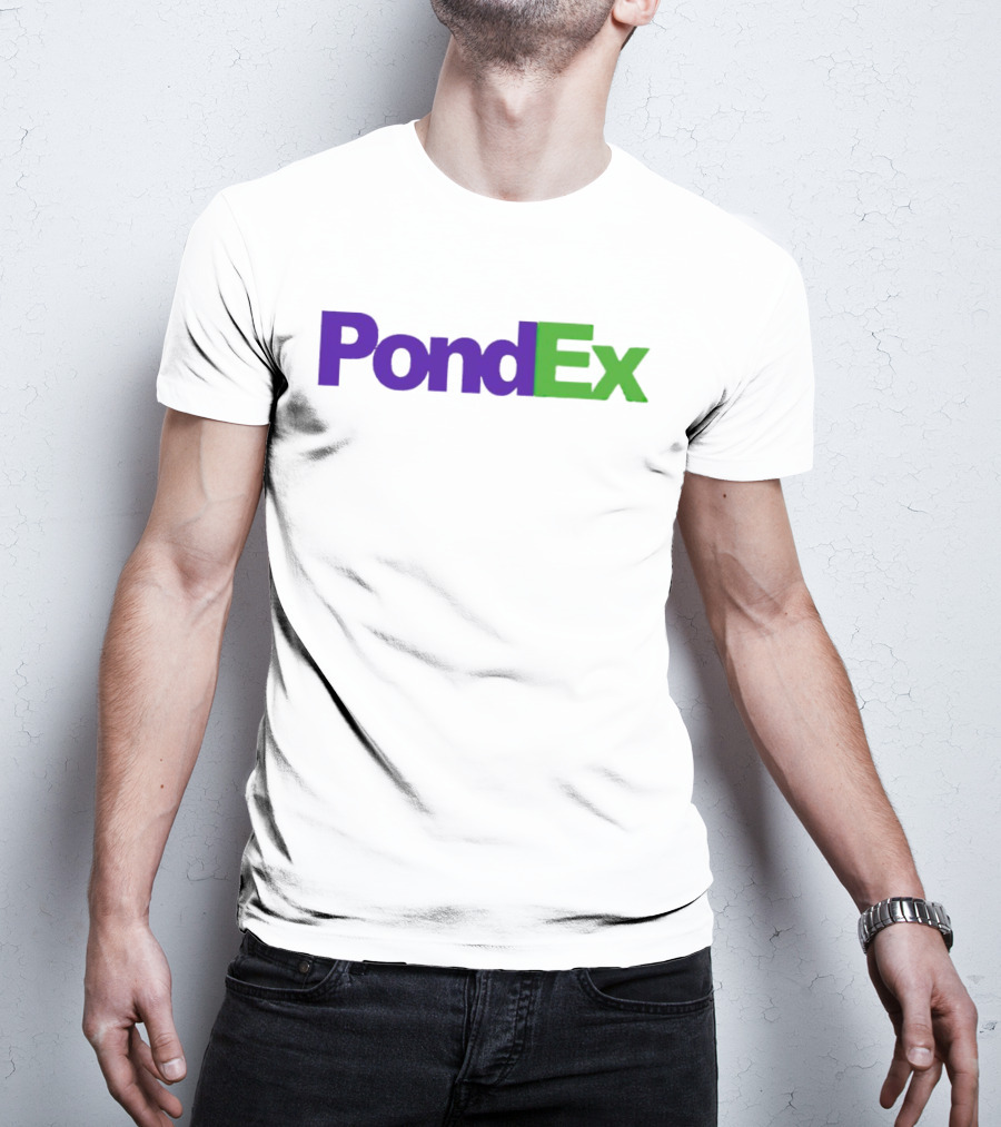 PondEx Bold Purple Green Text T-Shirt