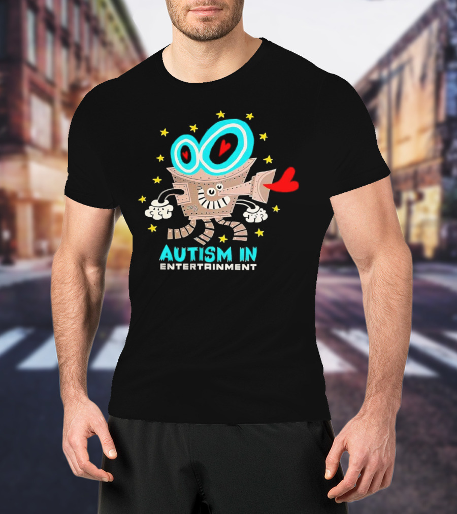 Autism In Entertainment Starry-Eyed Robot With Heart Projector T-Shirt