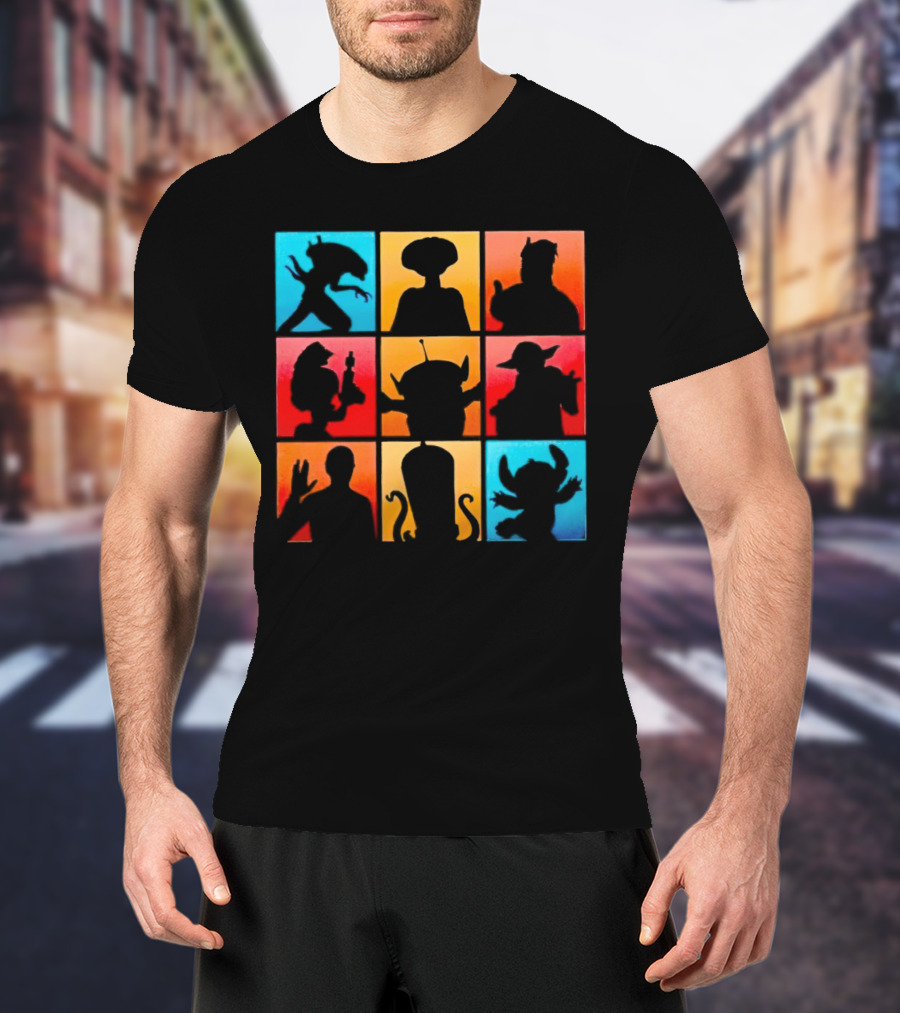The Alien Gang Iconic Pop Culture Sci-Fi Silhouettes Compilation T-Shirt