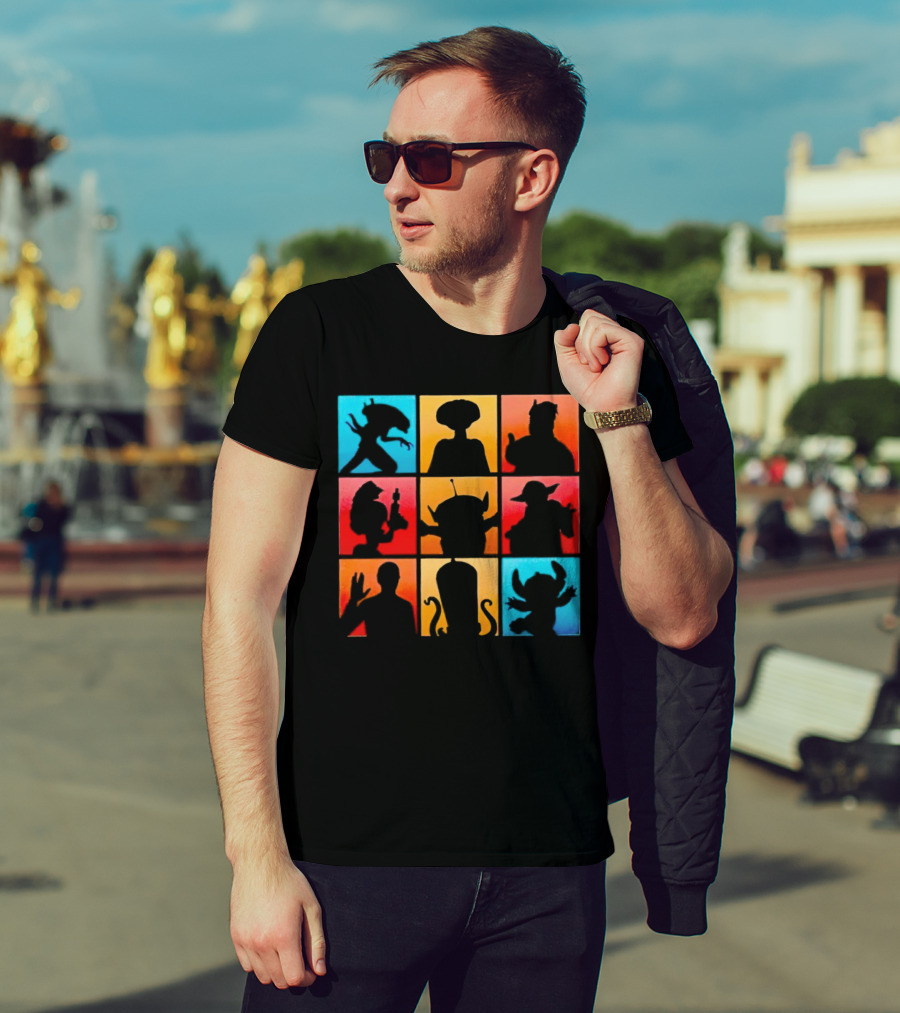 The Alien Gang Iconic Pop Culture Sci-Fi Silhouettes Compilation T-Shirt